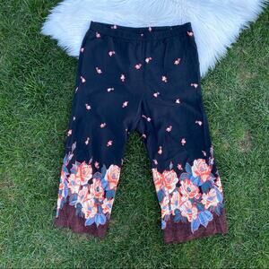 Anthropologie Ett:Twa Floral Cropped Pants medium petite